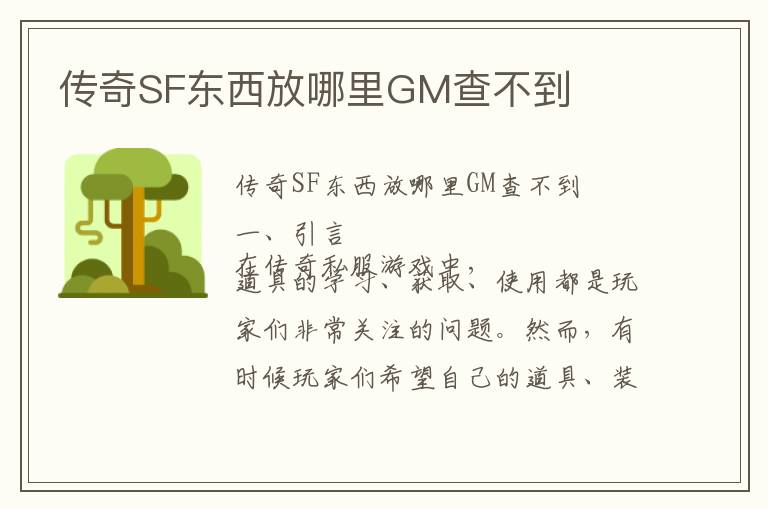 传奇SF东西放哪里GM查不到